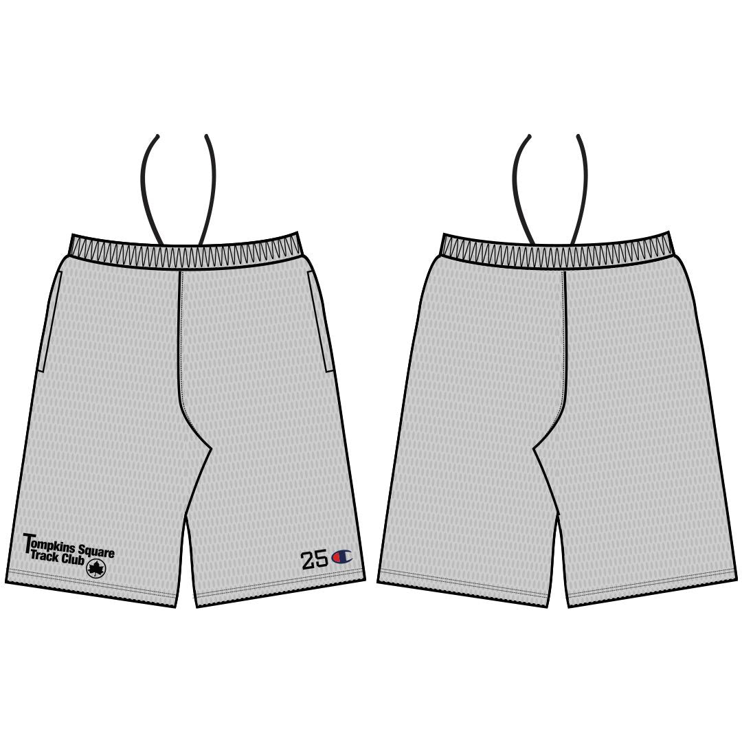 Track Club Champion Mesh Gym Shorts W/Pockets Gry