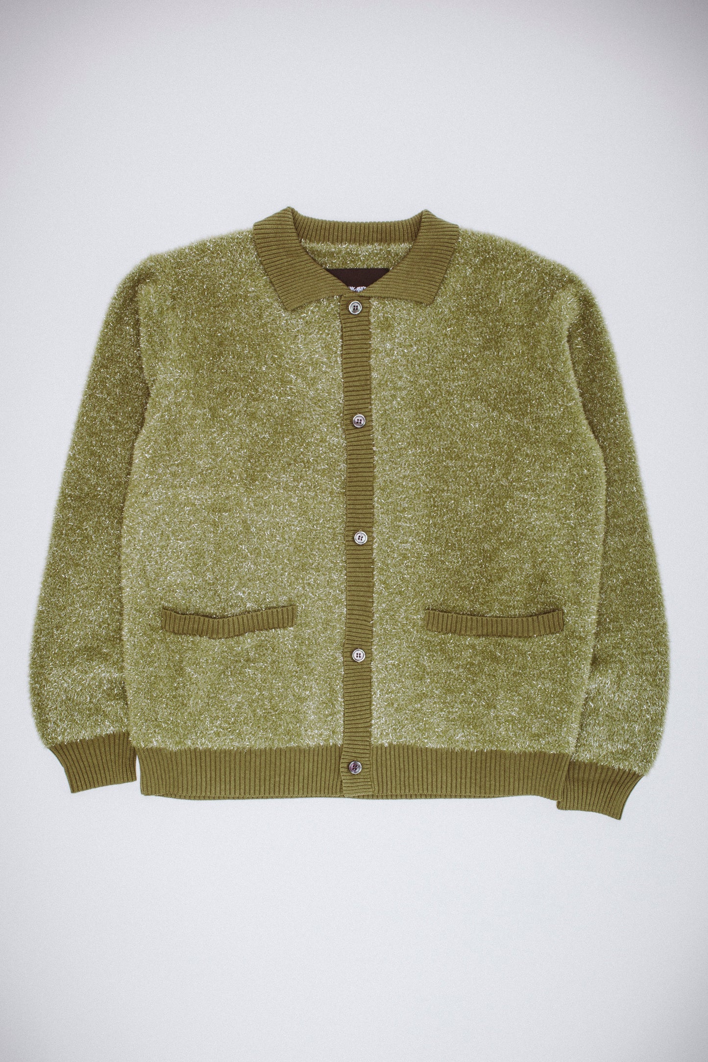 Big Night Out Cardigan Olv Glitter Buttondown Sweater