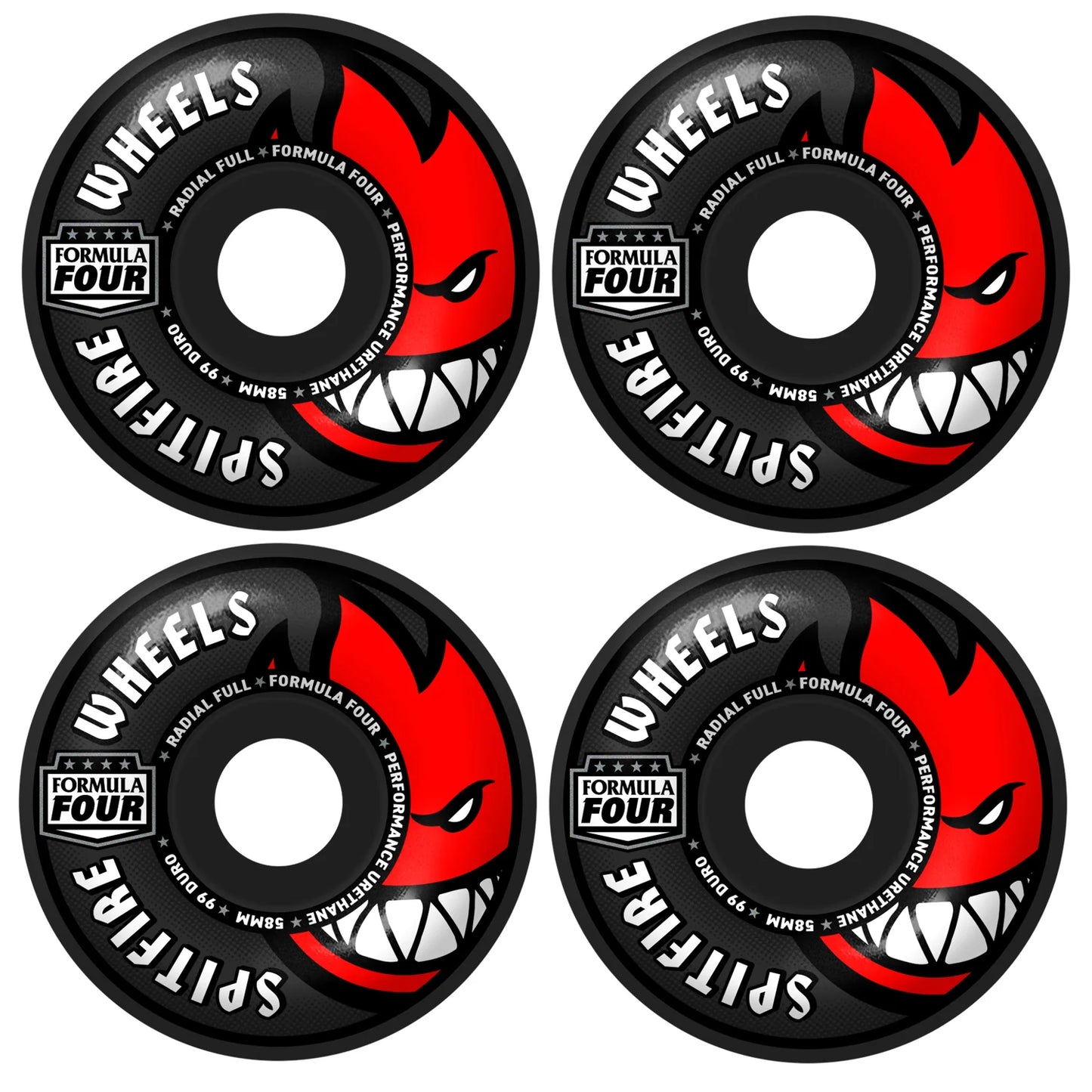 F4 99DU Radial Full Wheels 58mm Blk