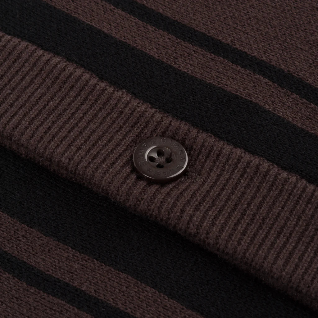 Baseball Knit Cardigan Buttondown Sweater Dk. Brwn(size options listed)