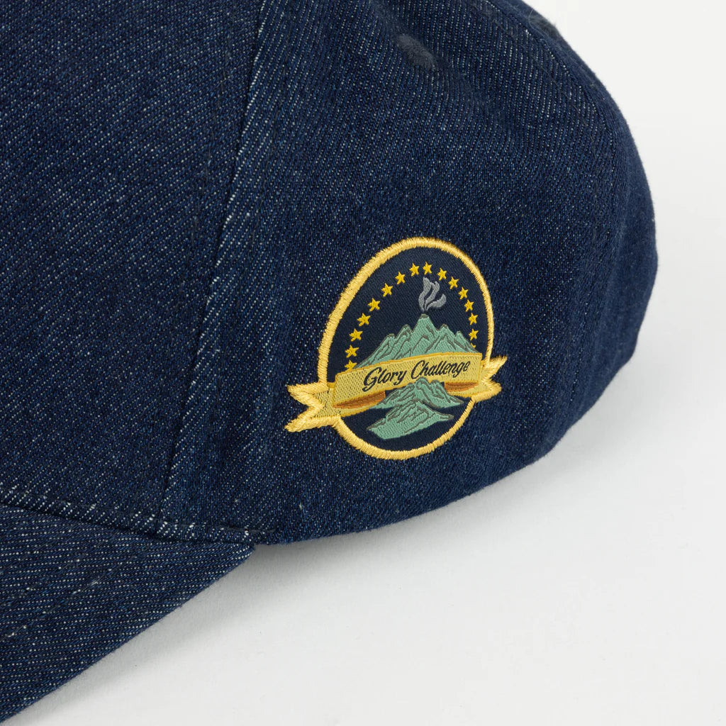 Cursive D Full Fit Adjustable Snapback Hat Indigo Denim OS