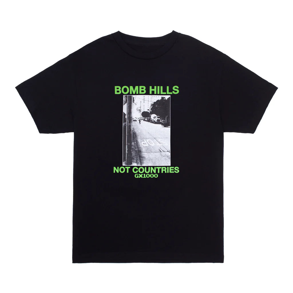 Bomb Hills Not Countries S/S Tee Shirt Blk w/Grn Font