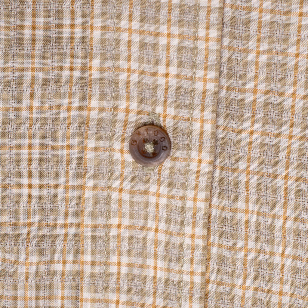 Short Sleeve Button Down Shirt Tan Plaid