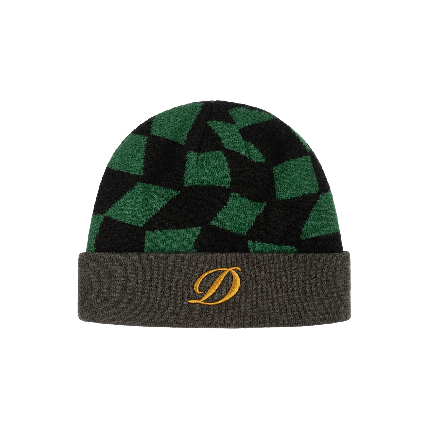 D Checkered Cuff Beanie Forest Grn OS