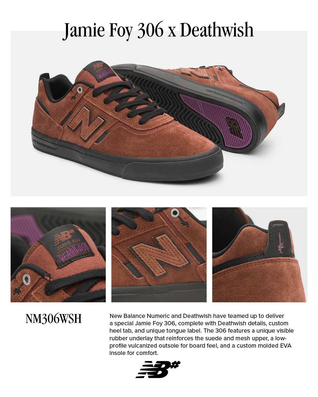Jamie Foy 306 X Deathwish Pro Shoe Brwn/Blk(size options listed)