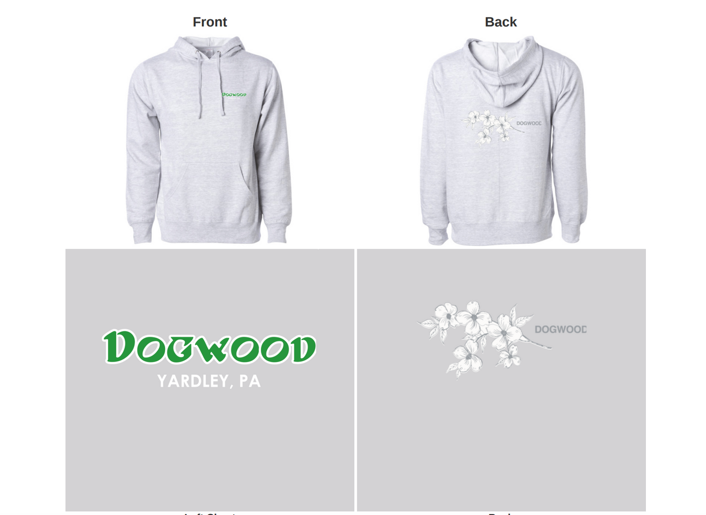 Local Dogwood Flowers Pullover Hoodie Gry/Grn/Wht