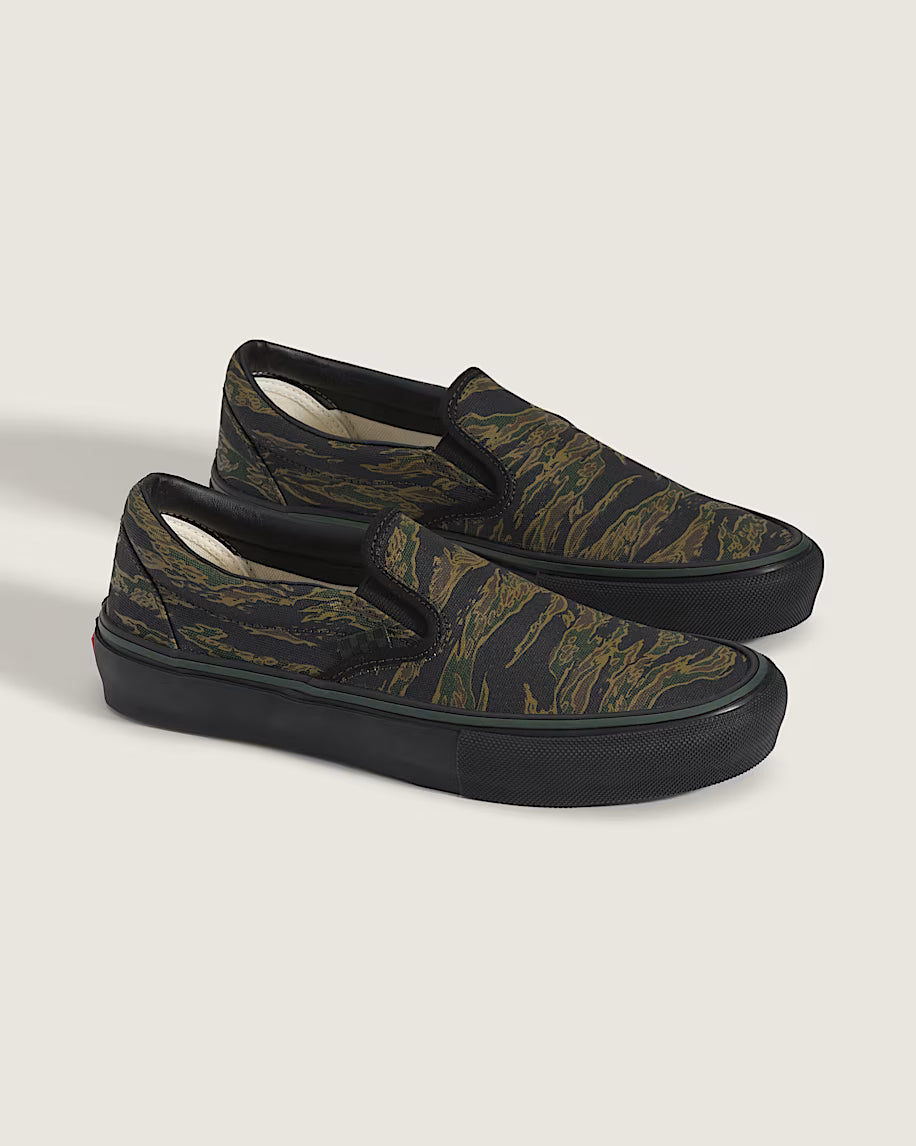 Skate Slip On Shoe Tiger Camo Grn/Blk CANVAS – Dogwood Skate  display picture 1
