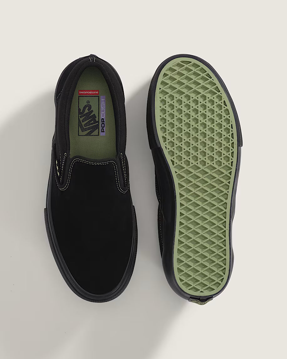 Skate Slip On Shoe Blk/Olv Grn