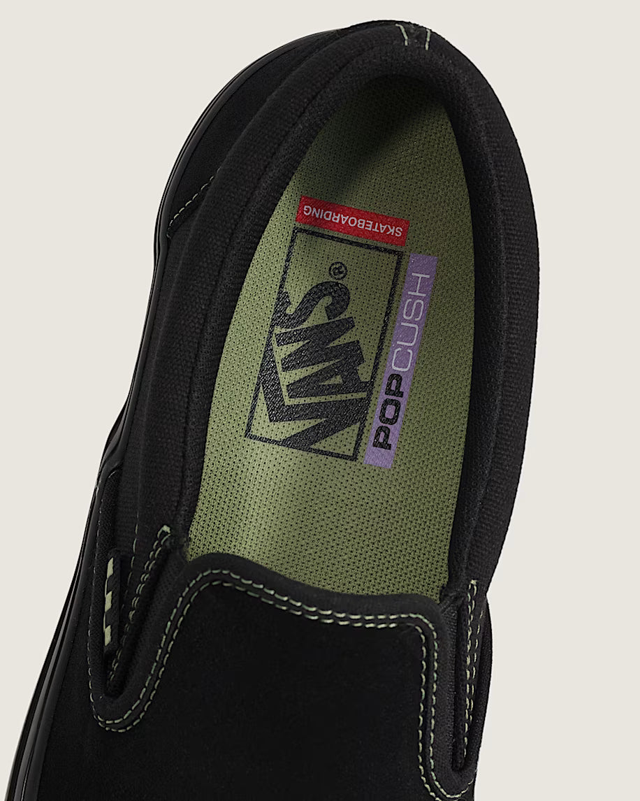 Skate Slip On Shoe Blk/Olv Grn