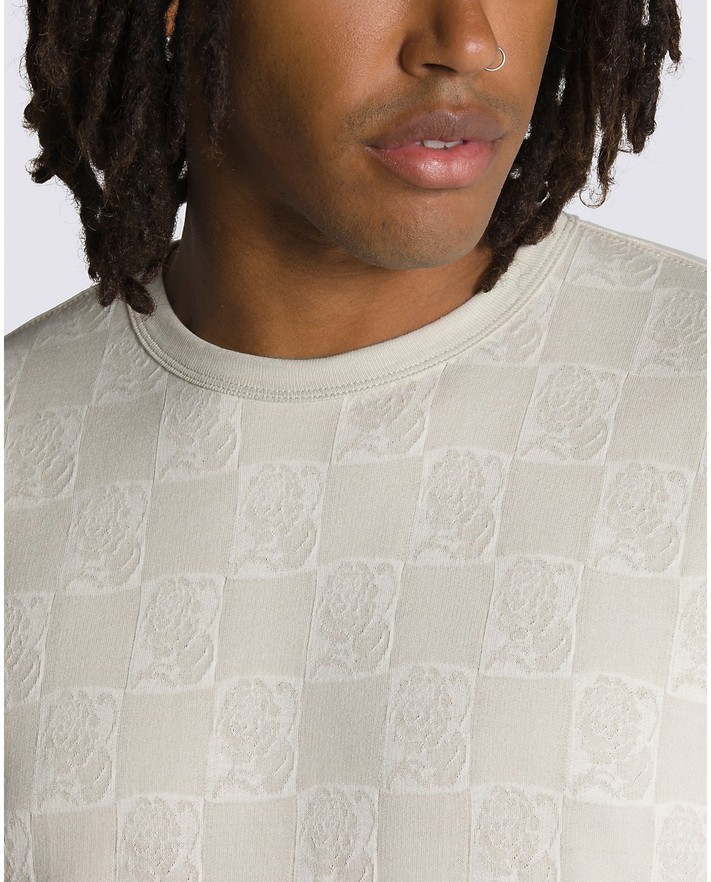 Checkerboard Rose S/S Knit Shirt OatM./Anti.(size options listed)