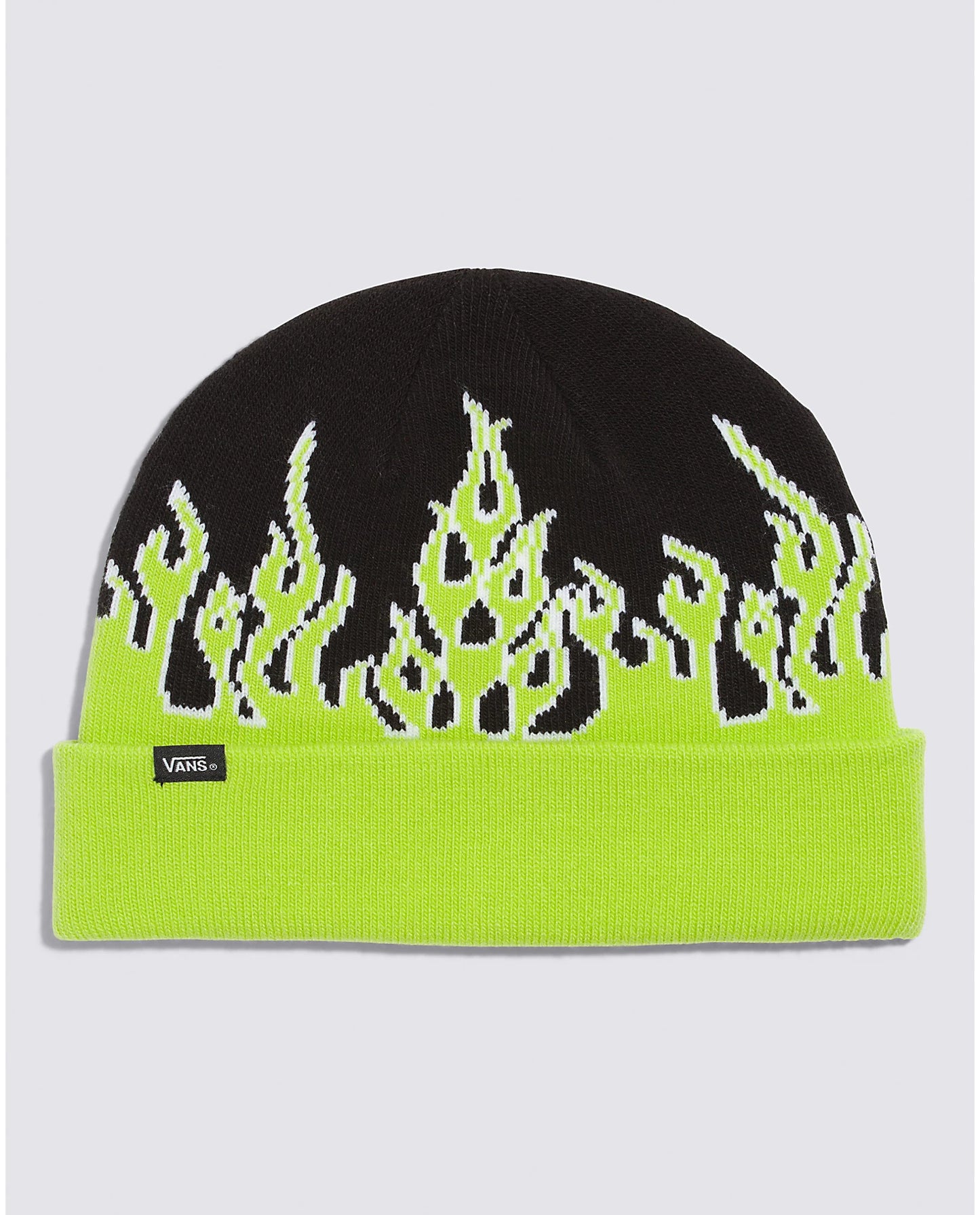 Kids Flaming Vans Beanie Blk/Lime Grn OS