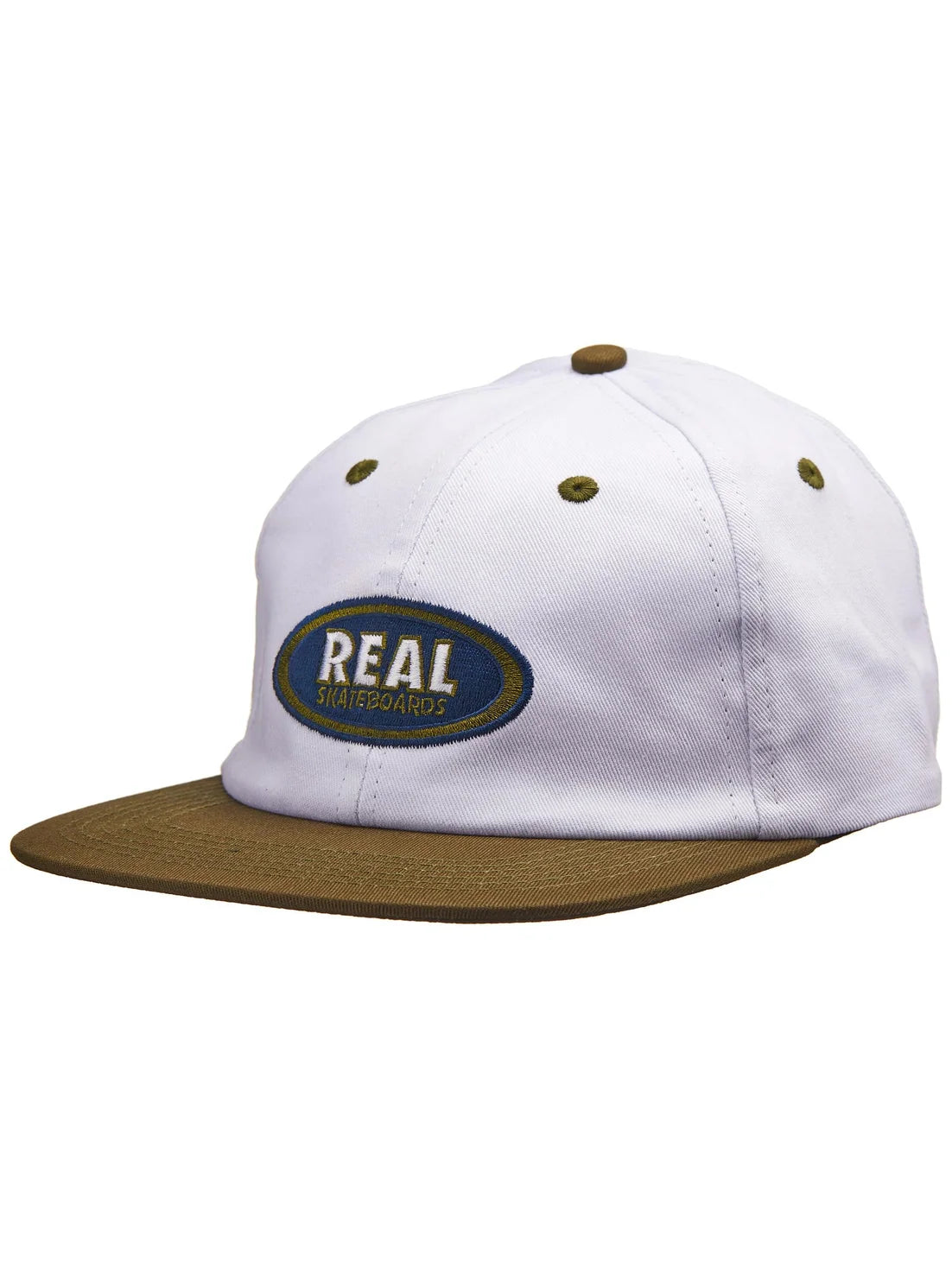 Oval Emb Adjustable Strapback Hat Wht/Olv OS