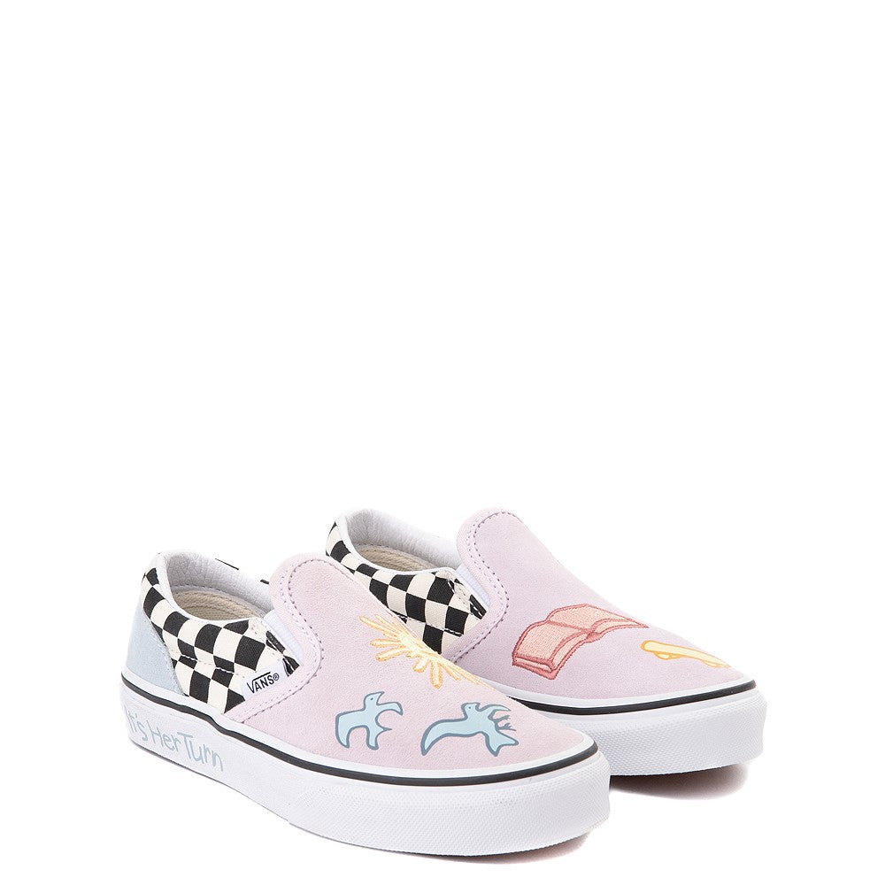 Kids Skate Classic slip on shoe skateistanChkr/lt.pnk(size options listed)