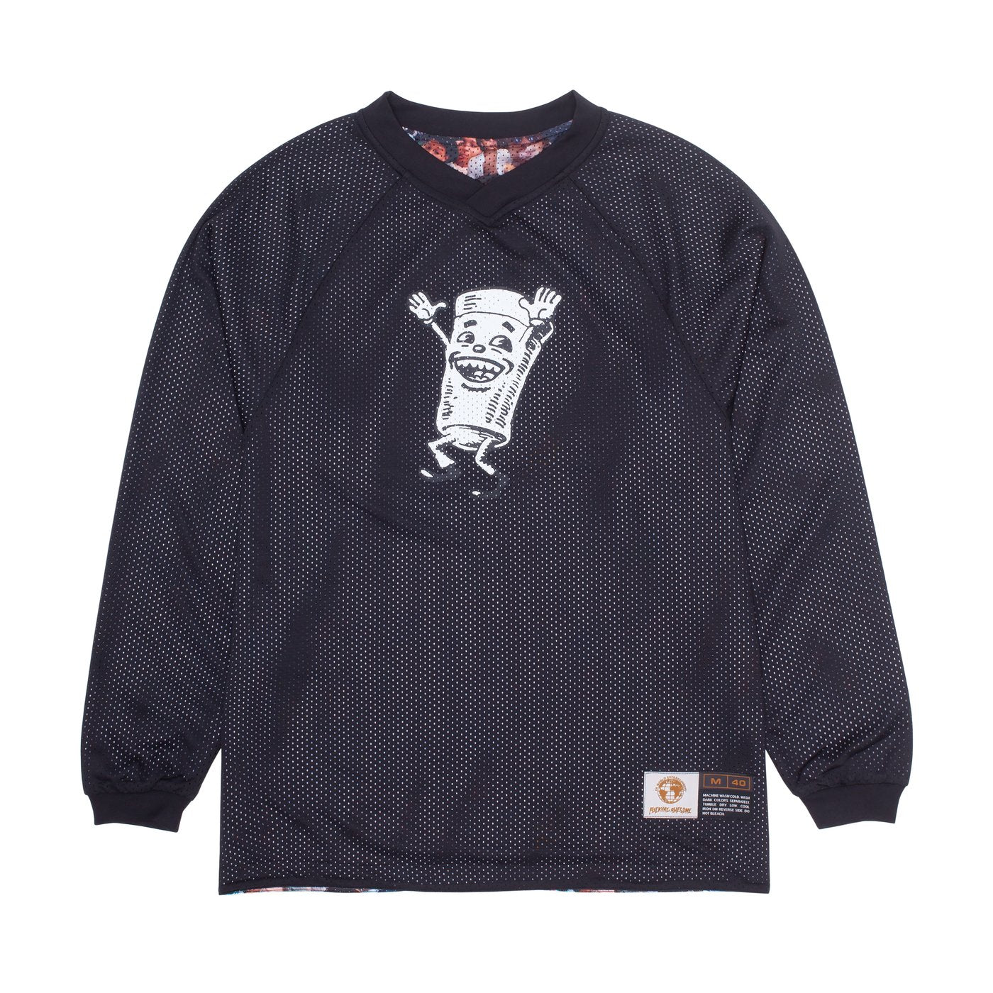 Party Cup L/S Reversible Jersey Blk/AOP (size options listed)