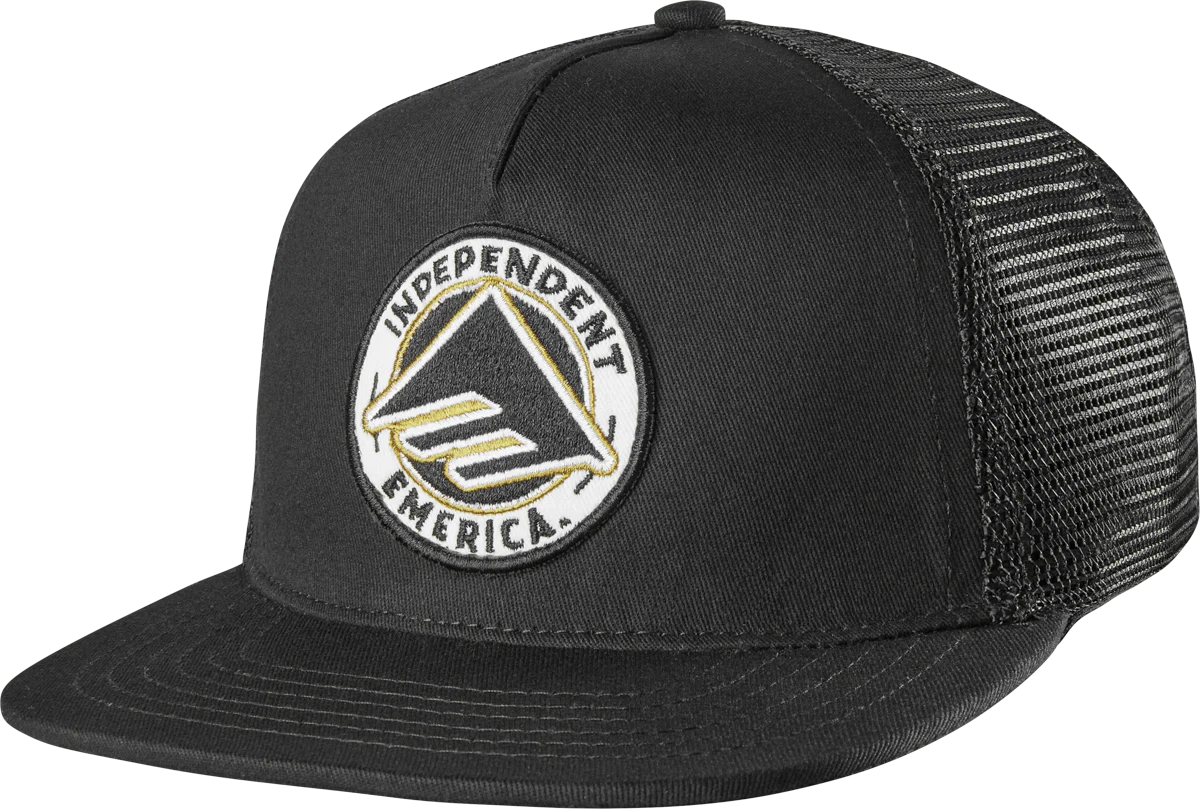Emerica X Independent Circle Trucker Adjustable Snapback Hat Blk