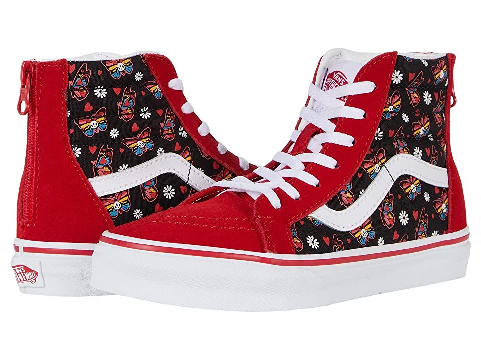 Kids Glow Skull Sk8 Hi Zip Red/Tru Wht (size options listed)