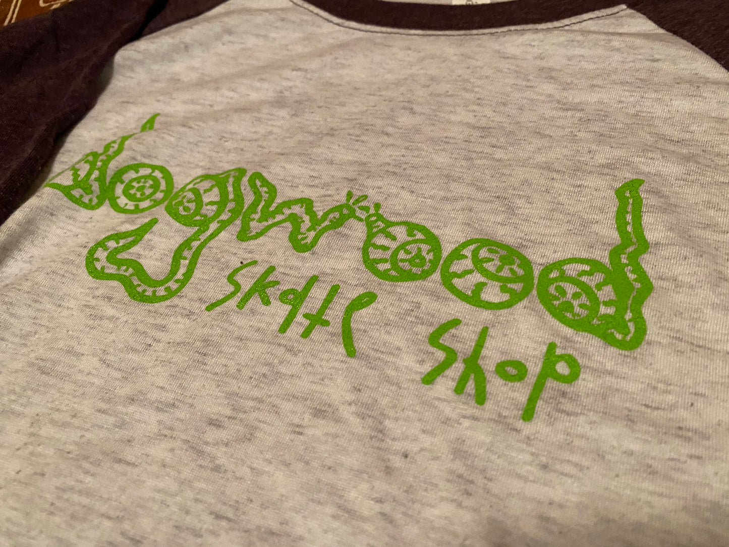 Gamer Eyes Raglan 3/4 Sleeve Shirt Vin.Purp/Hth.Wht (size options listed)