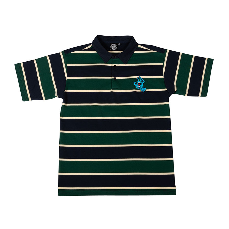 Rugger S/S Polo Top Nvy/Grn/Cream Shirt (size options listed)