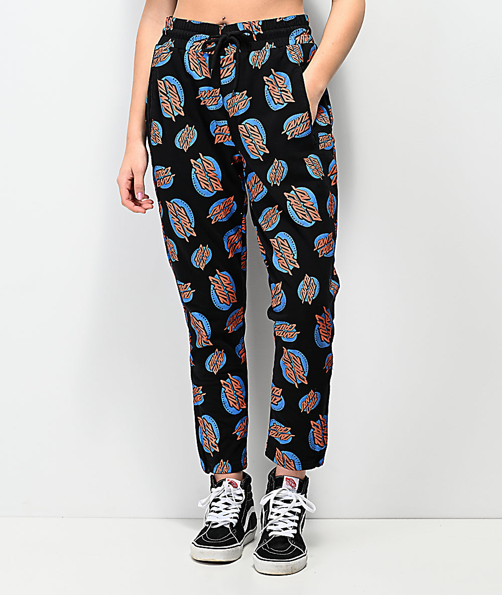 Oval Dot Mid Weight Womens Sweatpants Bottom Blk (size options listed)