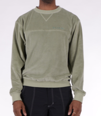 Richie Velour Crew Sweatshirt Sage (size options listed)