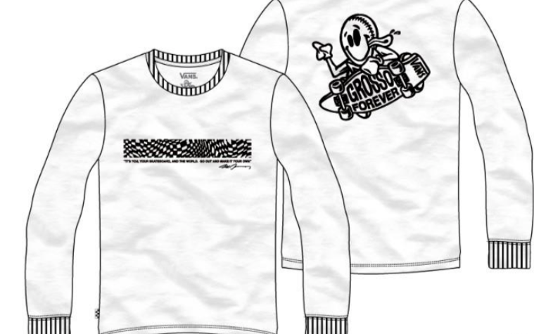 Grosso Skate L/S Tee Shirt Wht (size options listed)