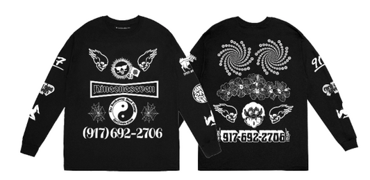 Collage L/S Tee Shirt Blk (size options listed)