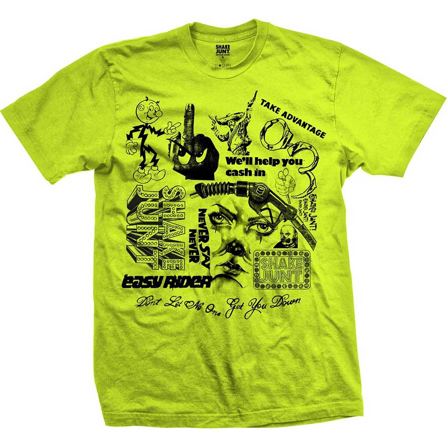 Cash In S/S Tee Shirt Safety Grn (size options listed)