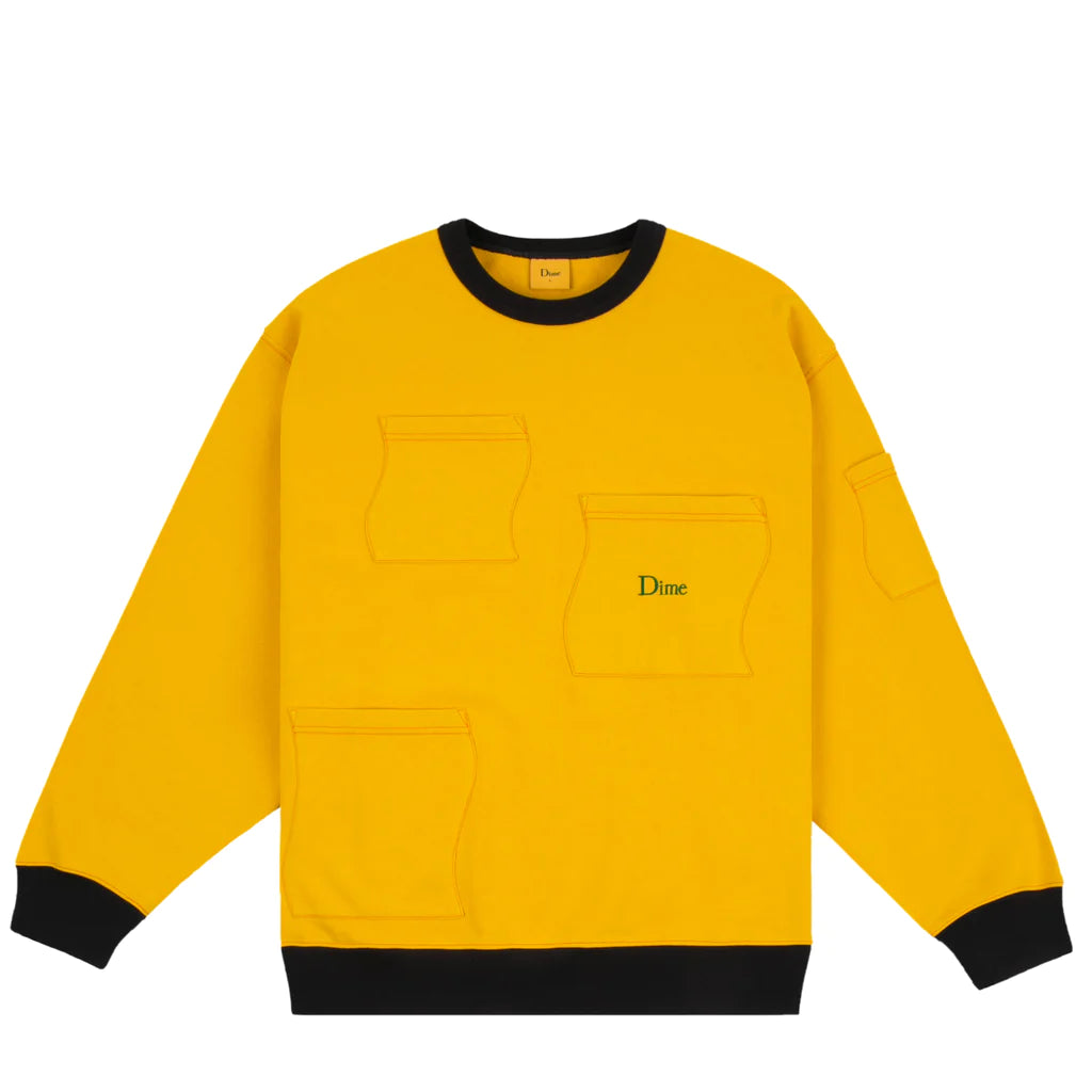 French Terry Pocket Crewneck Sweatshirt Ylw(size options listed
