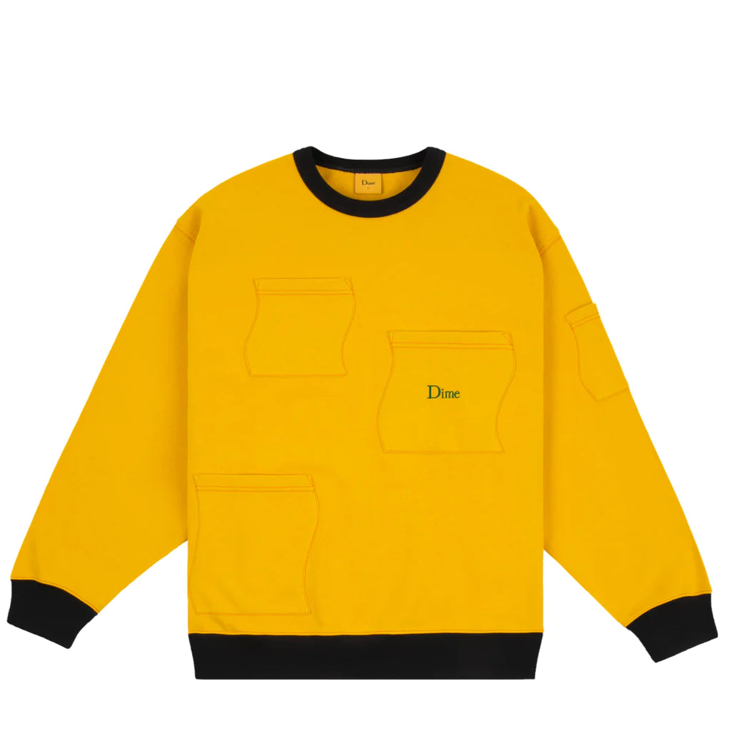 French Terry Pocket Crewneck Sweatshirt Ylw(size options listed)