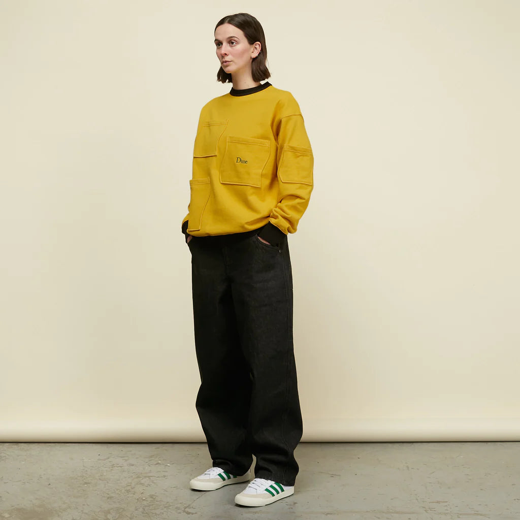 French Terry Pocket Crewneck Sweatshirt Ylw(size options listed)