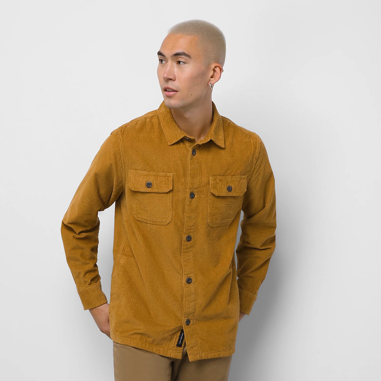 Waffle Corduroy L/S Woven Buttondown Shirt Bone Brwn(size options listed)