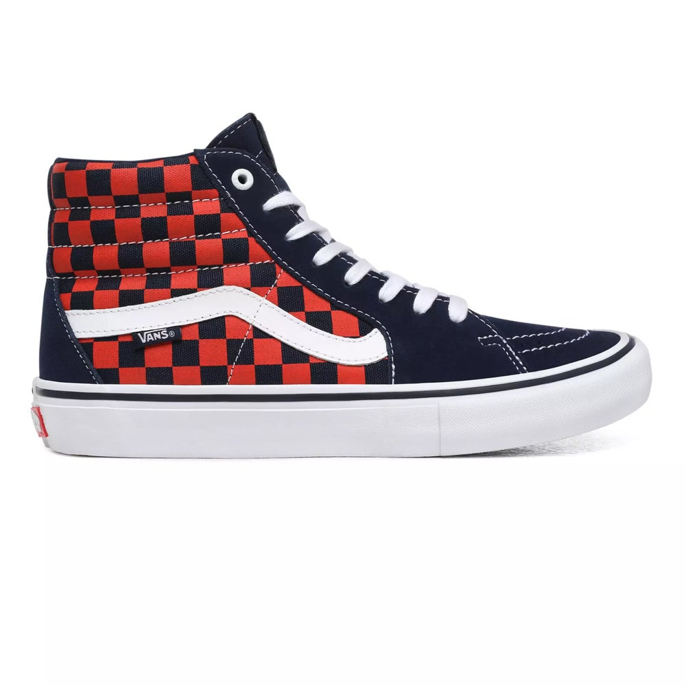 Checkerboard Sk8-Hi Pro Shoe Nvy/Org (size options listed)