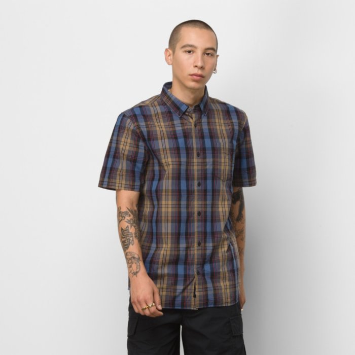 Campbell Woven Buttondown S/S Shirt Tru Nvy/Dirt(size options listed)