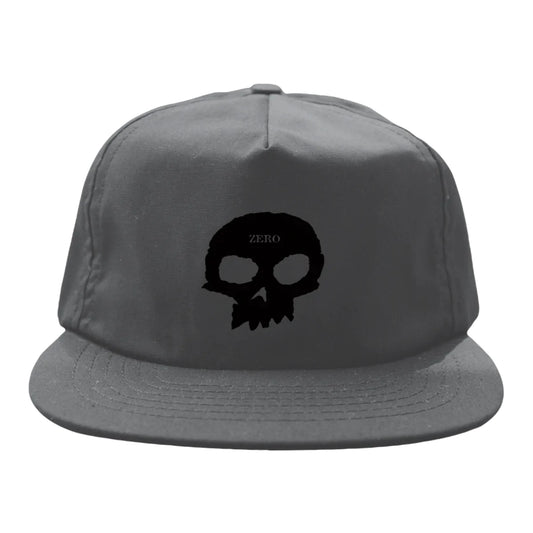 Single Skull Adjustable Snapback Hat Gry/Blk OS