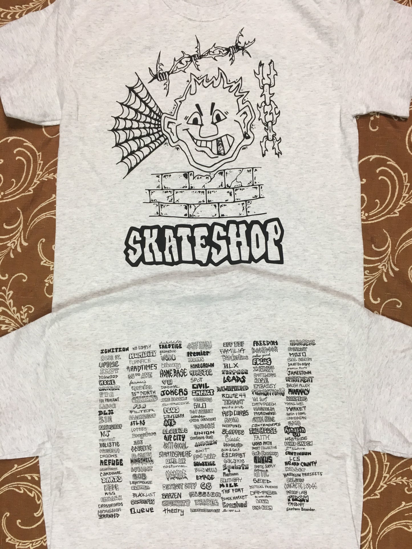 Lotties Busted Tooth Sk8 Shop List S/S Tee Shirt Ash Gry (size options listed)