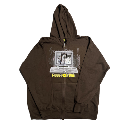 Free Will Full Zip Up Hoodie Brwn(size options listed)