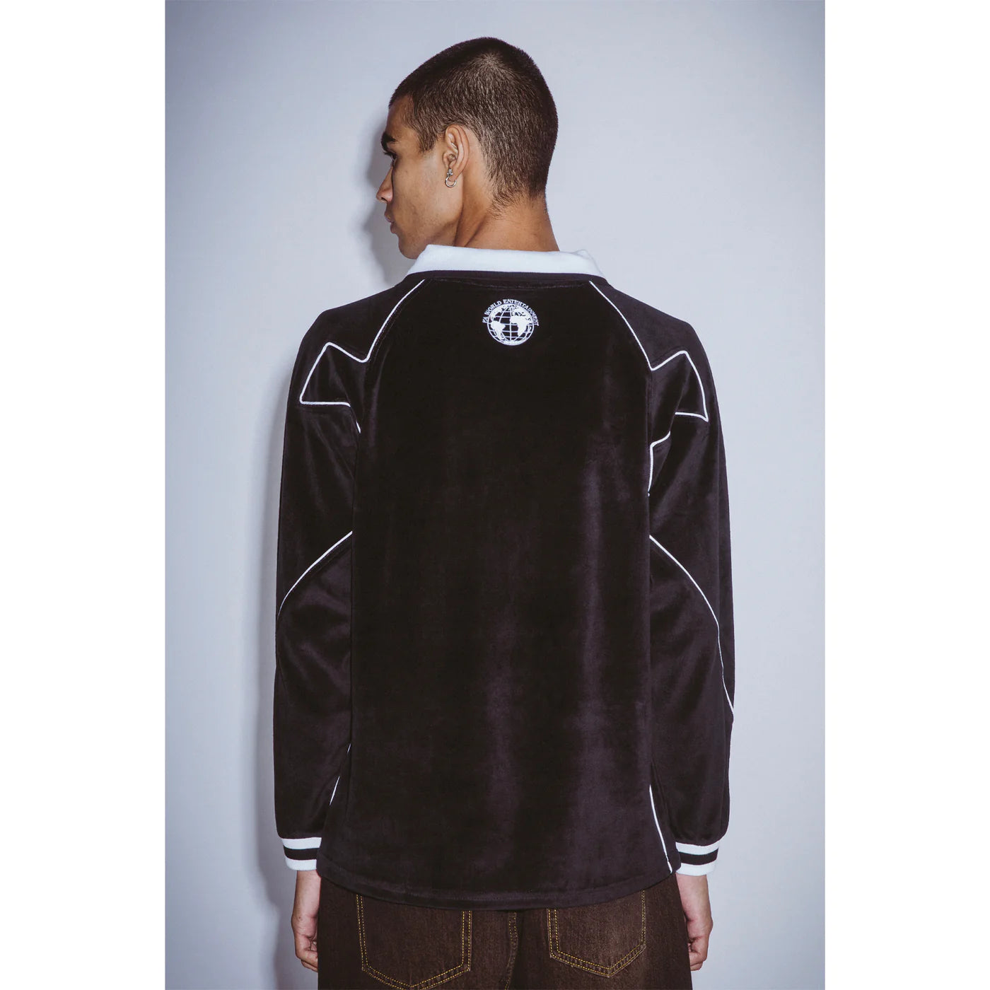 Velour Soccer Jersey L/S Shirt Blk(size options listed)
