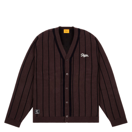 Baseball Knit Cardigan Buttondown Sweater Dk. Brwn(size options listed)