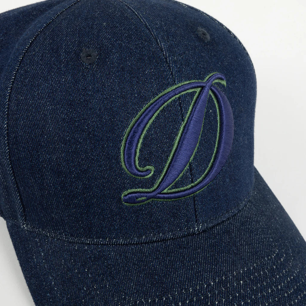 Cursive D Full Fit Adjustable Snapback Hat Indigo Denim OS
