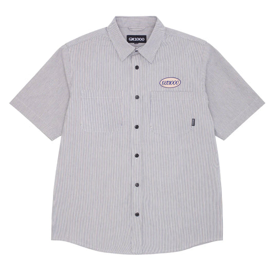 Railroad Stripe Button Down s/s Shirt(size options listed)