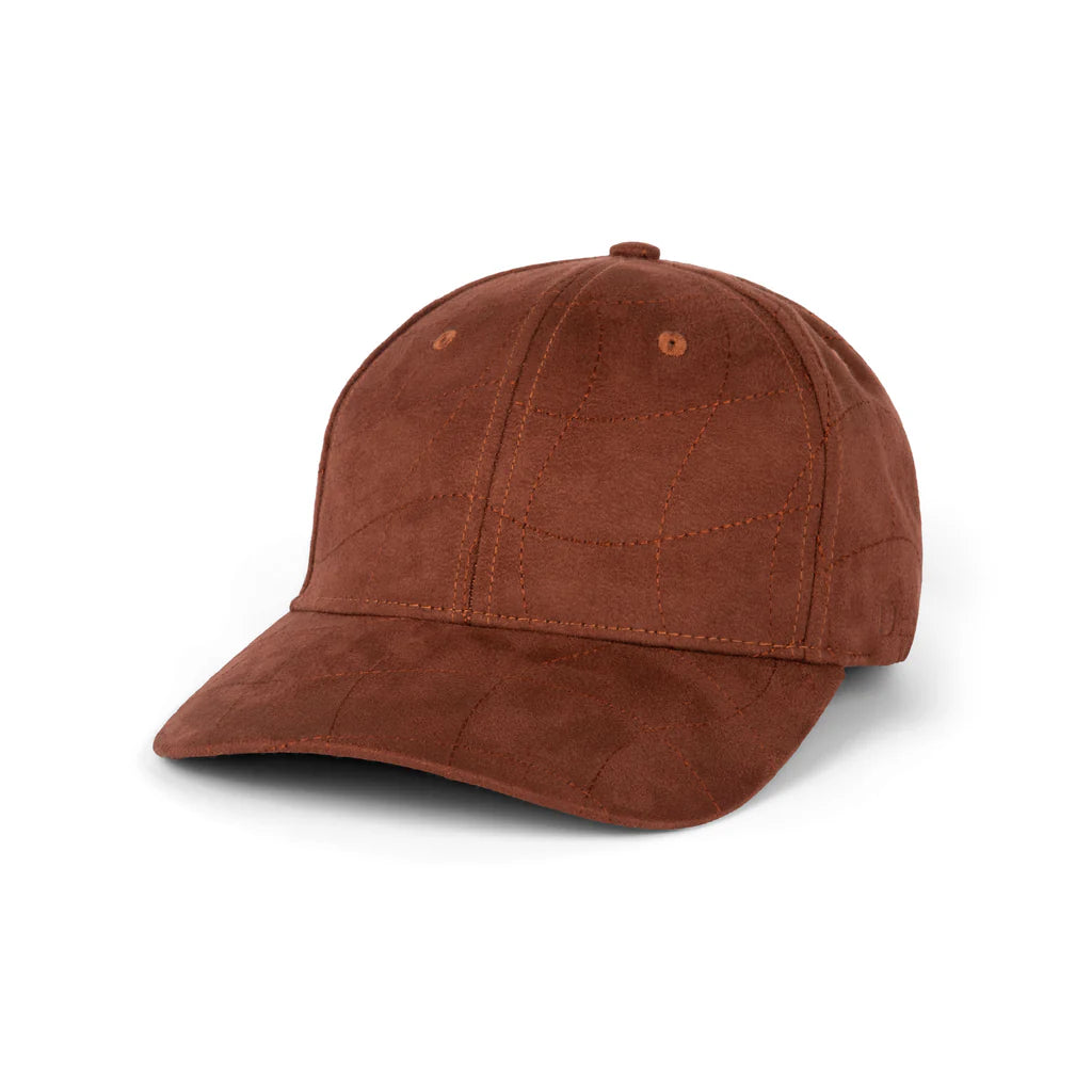 Wave Quilted Full Leather Adjustable Buckle Strapback Cap Caramel OS