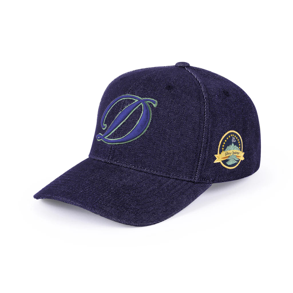 Cursive D Full Fit Adjustable Snapback Hat Indigo Denim OS