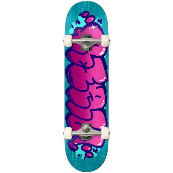 Bubble Letter Mini Skateboard Complete 7.3 X 29.25 Blu Stain