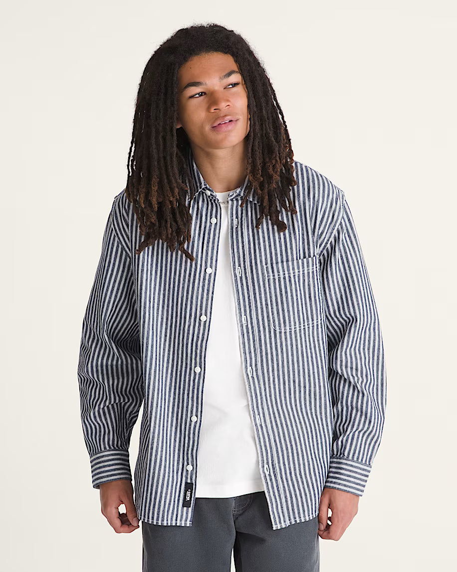Lawson Stripe Long Sleeve Button down Shirt Parisian Nt. Blu