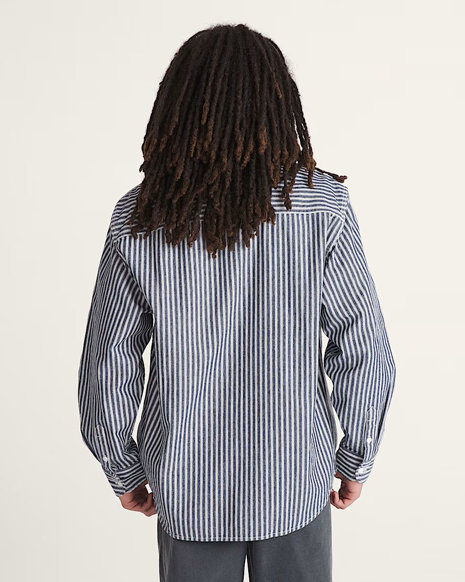 Lawson Stripe Long Sleeve Button down Shirt Parisian Nt. Blu
