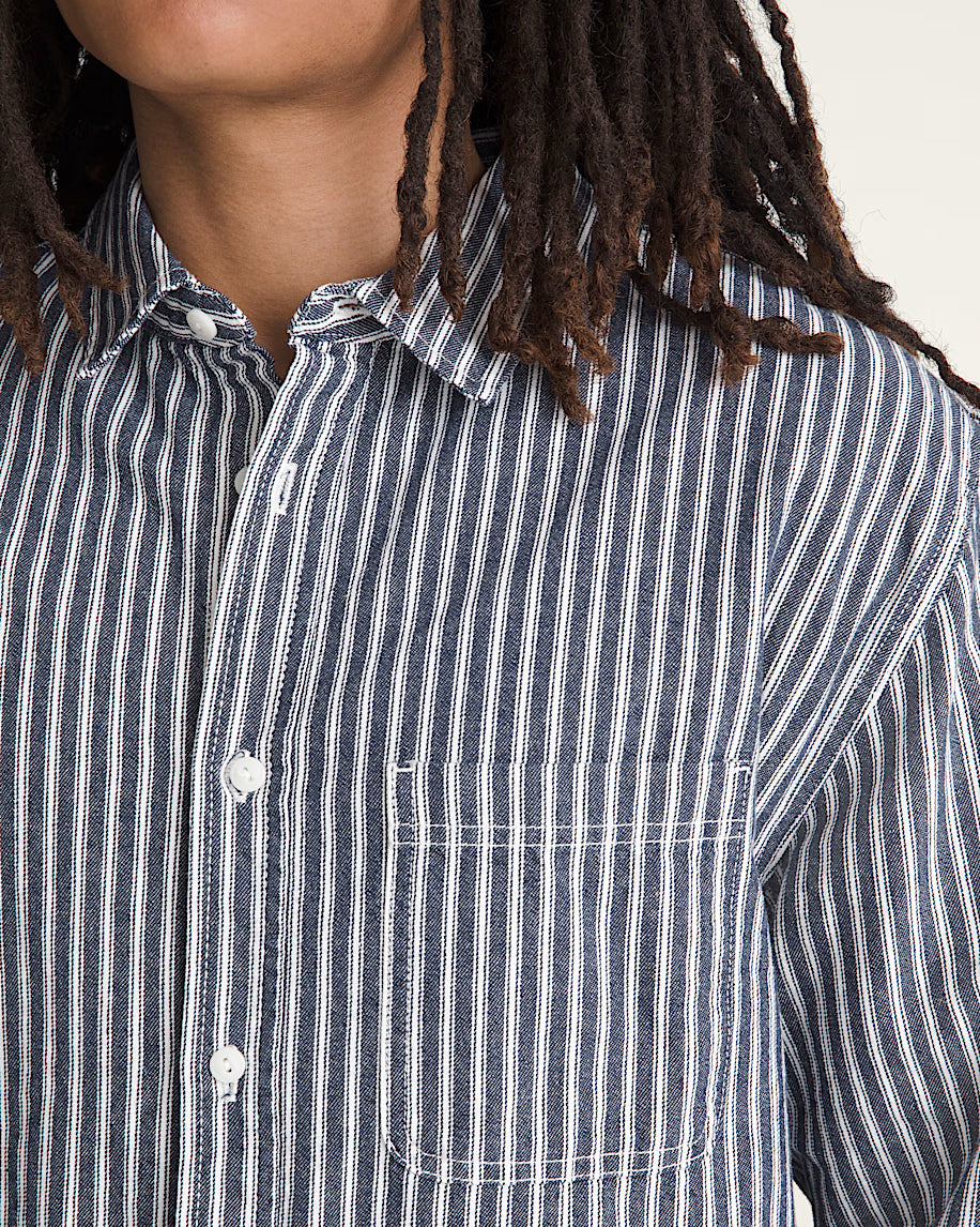 Lawson Stripe Long Sleeve Button down Shirt Parisian Nt. Blu
