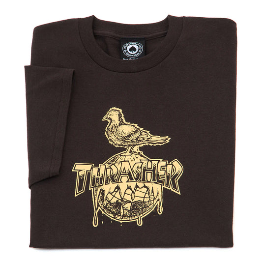 Thrasher X Anti Hero Cover The Earth s/s Tee Shirt Dk. Choc.(size options listed)