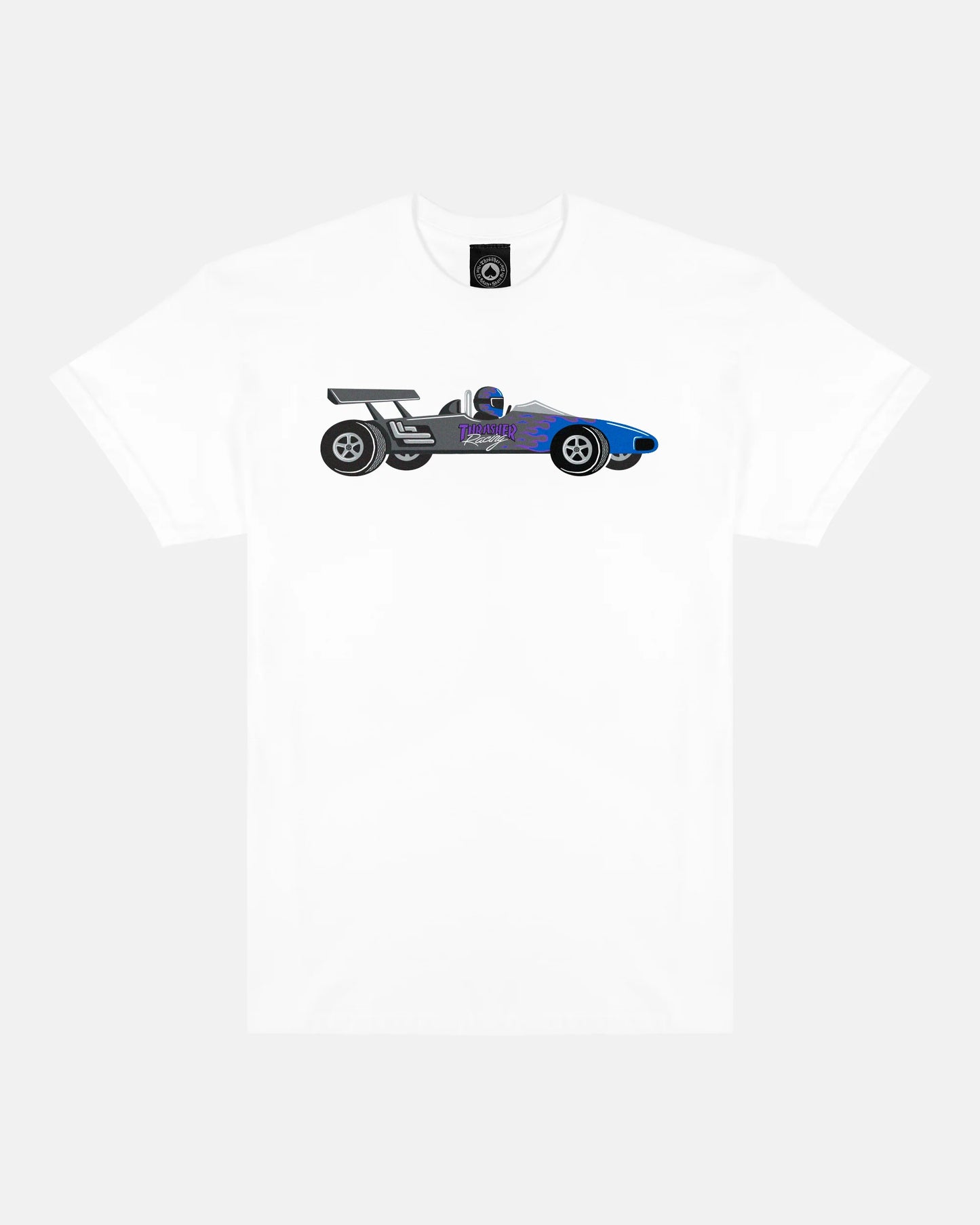 Racecar S/S Tee Shirt Wht (size options listed)