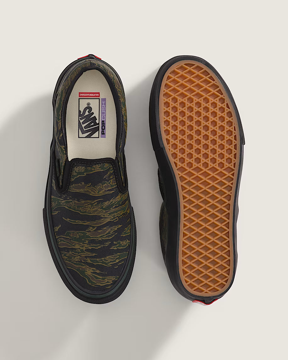 Skate Slip On Shoe Tiger Camo Grn/Blk CANVAS