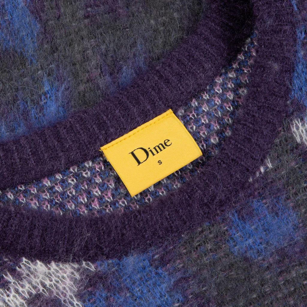 Plaid Mohair L/S Knit Purp